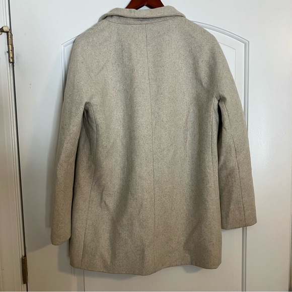 J.Crew City Coat wool mid-length collared Beige winter peacoat jacket Sz 10 - Picture 2 of 9